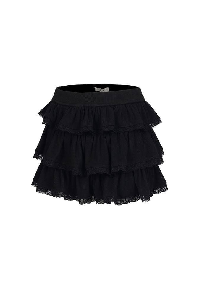 FJN9709 - Chân váy dáng xòe, dún tầng, cạp chun rời, kẹp ren gấu - JAN.