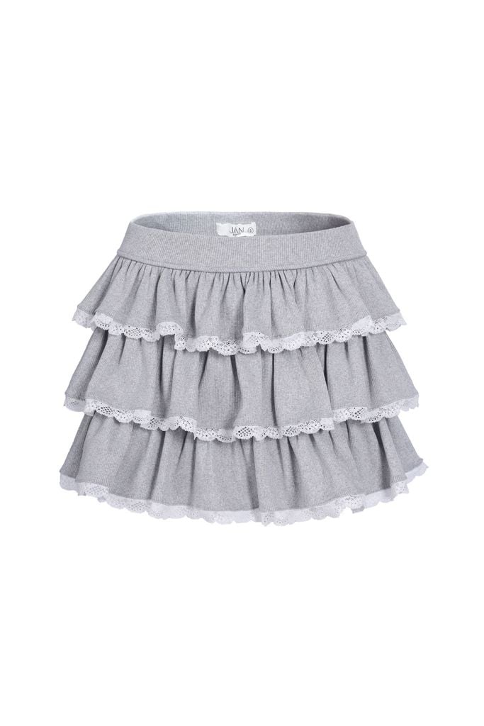 FJN9709 - Chân váy dáng xòe, dún tầng, cạp chun rời, kẹp ren gấu - JAN.