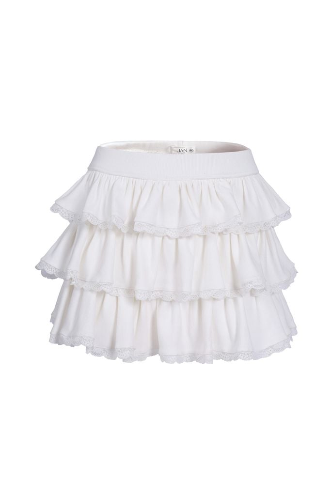 FJN9709 - Chân váy dáng xòe, dún tầng, cạp chun rời, kẹp ren gấu - JAN.