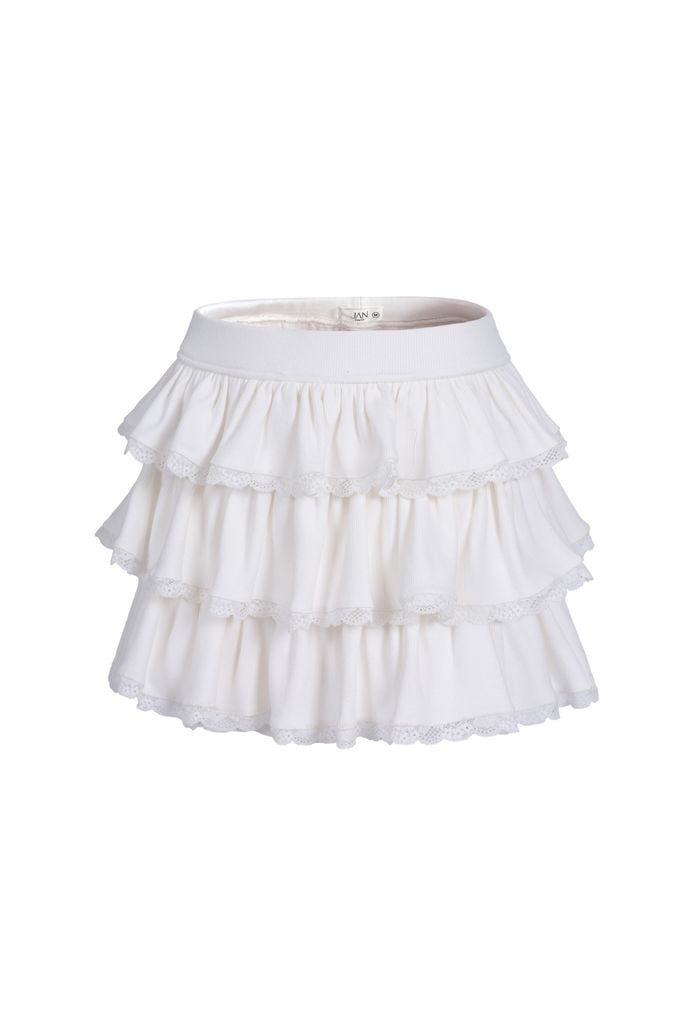 FJN9709 - Chân váy dáng xòe, dún tầng, cạp chun rời, kẹp ren gấu - JAN.