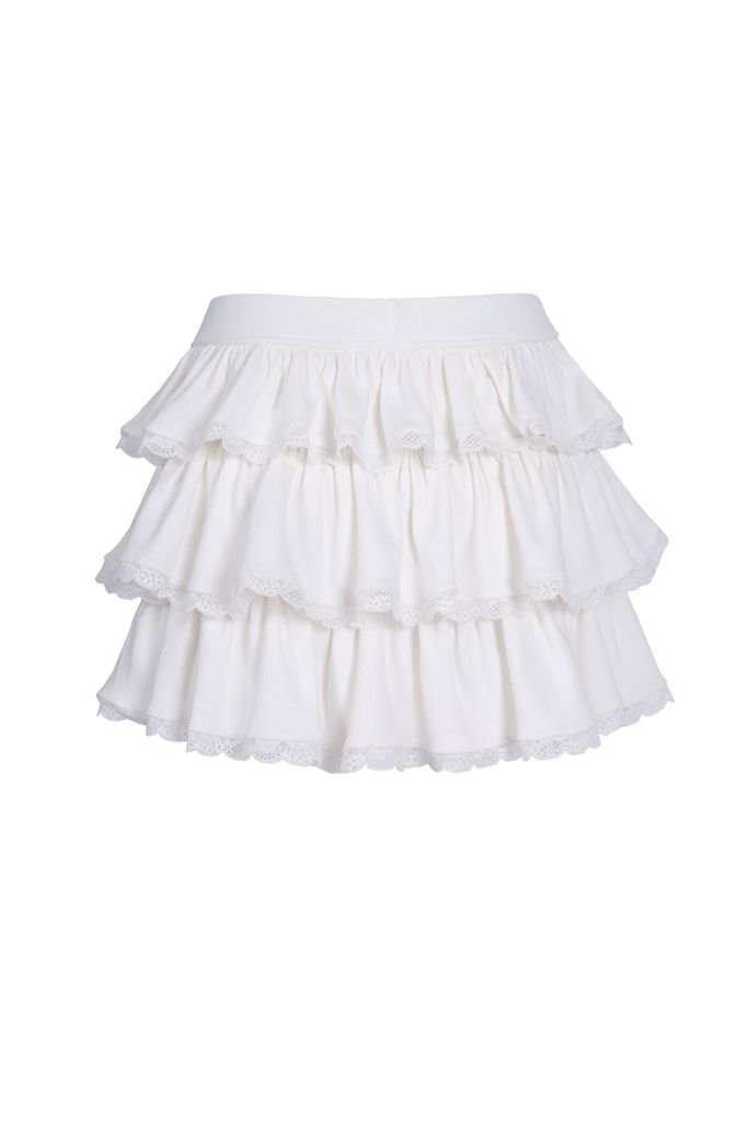 FJN9709 - Chân váy dáng xòe, dún tầng, cạp chun rời, kẹp ren gấu - JAN.