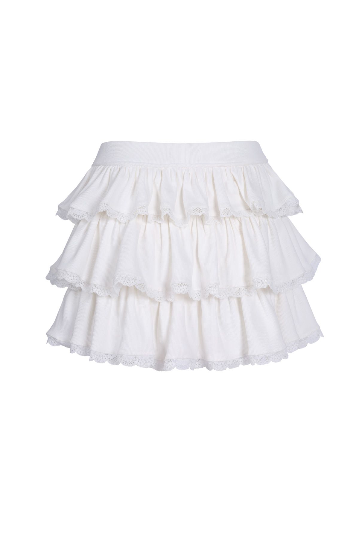 FJN9709 - Chân váy dáng xòe, dún tầng, cạp chun rời, kẹp ren gấu - JAN.