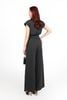 FJS1185 - Jumpsuit công sở vải thô kẻ dáng ôm cổ hai ve vai chờm lưng chun co giãn phối dây đai thắt eo tạo kiểu - PANTIO