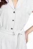 FJS1185 - Jumpsuit công sở vải thô kẻ dáng ôm cổ hai ve vai chờm lưng chun co giãn phối dây đai thắt eo tạo kiểu - PANTIO
