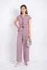 FJS7153 - Jumpsuit dạo phố vải tuytsi dáng suông vai chờm phối túi hộp eo buộc nơ tạo kiểu quần ống rộng - PANTIO