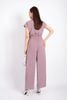 FJS7153 - Jumpsuit dạo phố vải tuytsi dáng suông vai chờm phối túi hộp eo buộc nơ tạo kiểu quần ống rộng - PANTIO