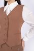 FKM9671 - Áo vest gile vải thô dáng ôm cổ V cài cúc bọc túi hai bên hông - PANTIO