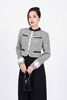 FKM9695 - tylekeo8888 vải dạ tweed cao cấp dáng suông cổ tròn thân áo hoạ tiết cài khuy trước - tỷ lệ kèo 8899