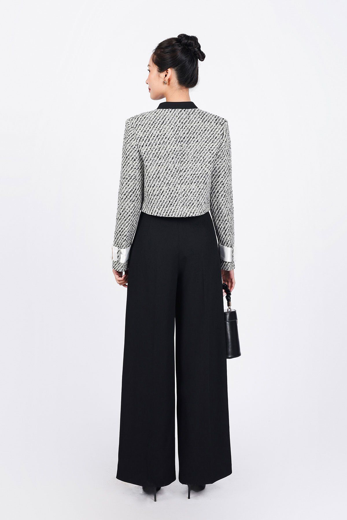 FKM9695 - tylekeo8888 vải dạ tweed cao cấp dáng suông cổ tròn thân áo hoạ tiết cài khuy trước - tỷ lệ kèo 8899