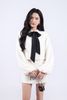 FKM9703 - Áo khoác dáng croptop vải dạ nhung cao cấp cổ thắt dây nơ tay áo ống rộng tạo kiểu cài khuy thân trước - JAN.