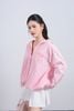 FKM9708 - Áo sơ mi kiểu vải thô kate dáng suông cổ đức tay phối măng sec ngực áo có túi thêu hoạ tiết cao cấp gấu áo bo tạo kiểu - JAN.
