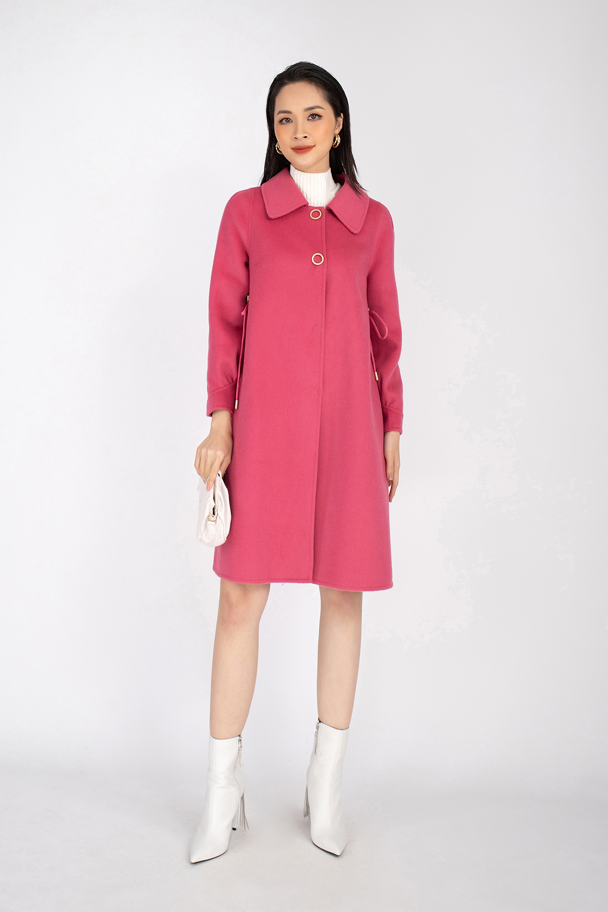 FMO203 - Áo măng tô chất liệu dạ lông cừu cổ bẻ, dài tay - PANTIO