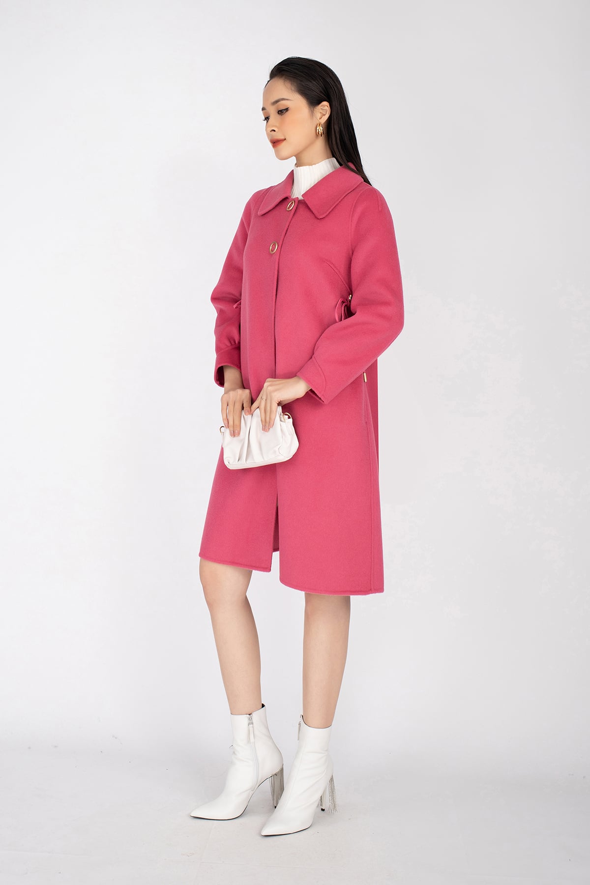 FMO203 - Áo măng tô chất liệu dạ lông cừu cổ bẻ, dài tay - PANTIO