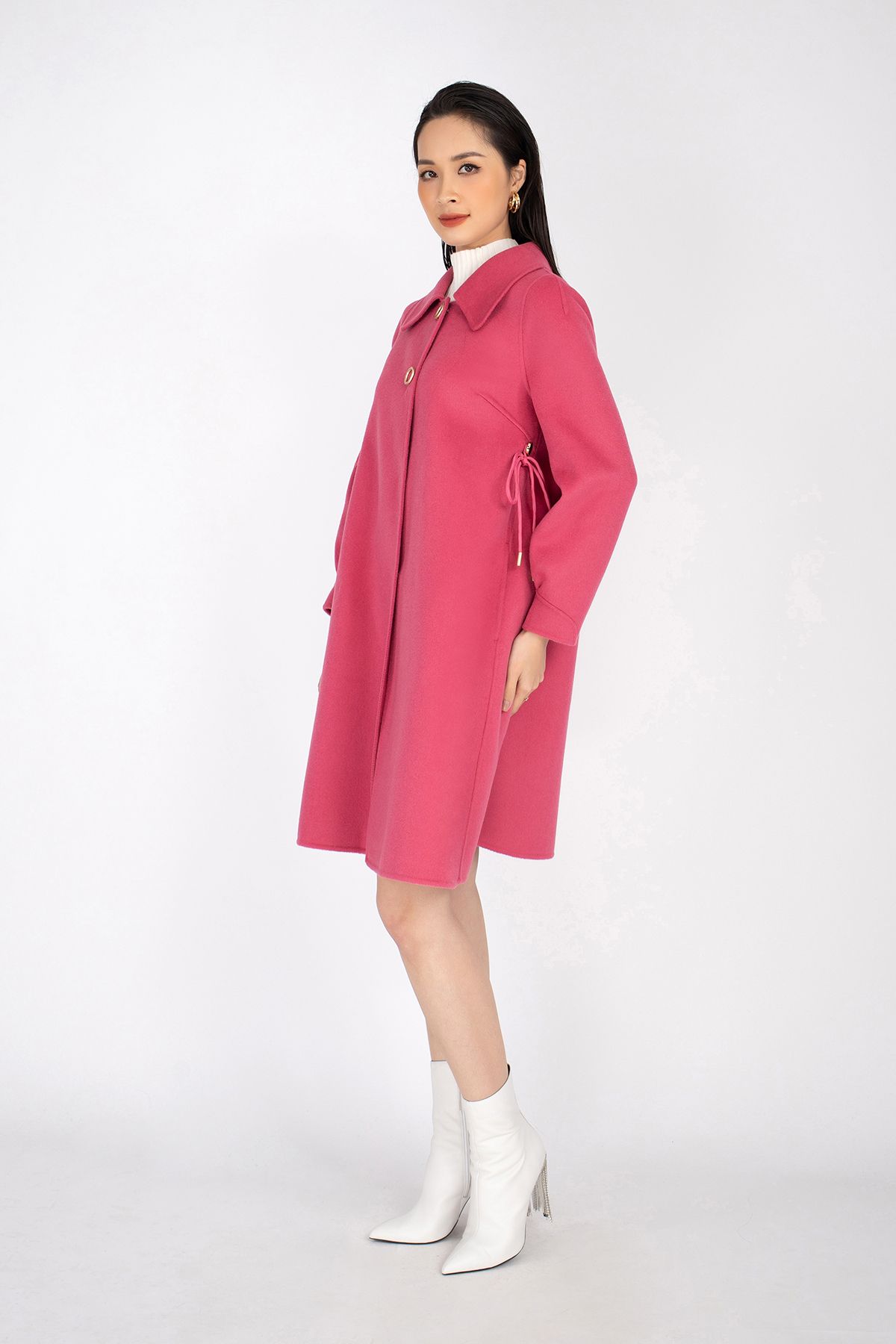 FMO203 - Áo măng tô chất liệu dạ lông cừu cổ bẻ, dài tay - PANTIO