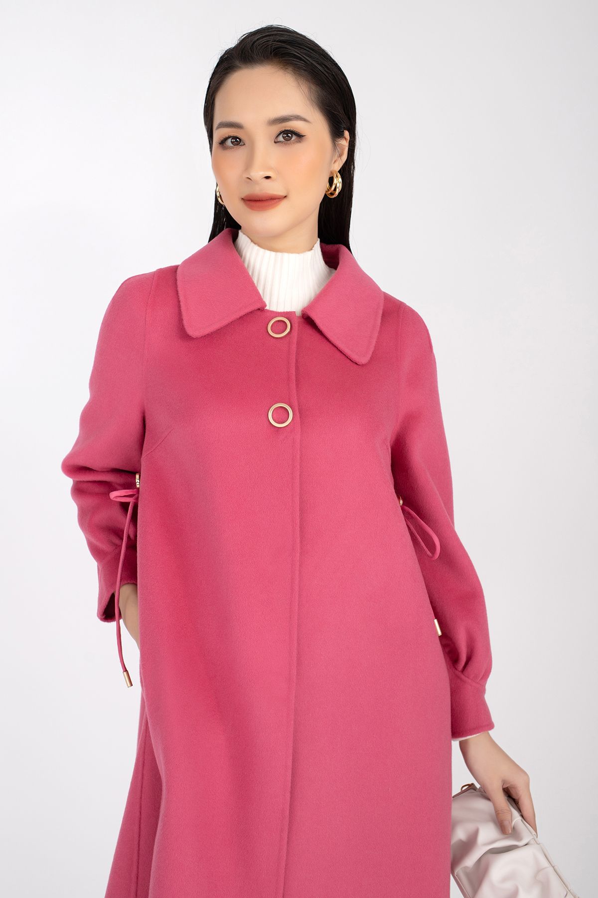 FMO203 - Áo măng tô chất liệu dạ lông cừu cổ bẻ, dài tay - PANTIO