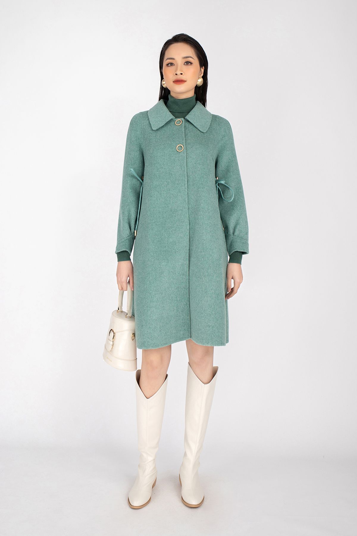 FMO203 - Áo măng tô chất liệu dạ lông cừu cổ bẻ, dài tay - PANTIO