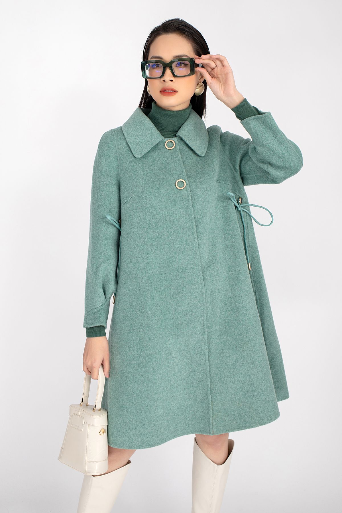 FMO203 - Áo măng tô chất liệu dạ lông cừu cổ bẻ, dài tay - PANTIO