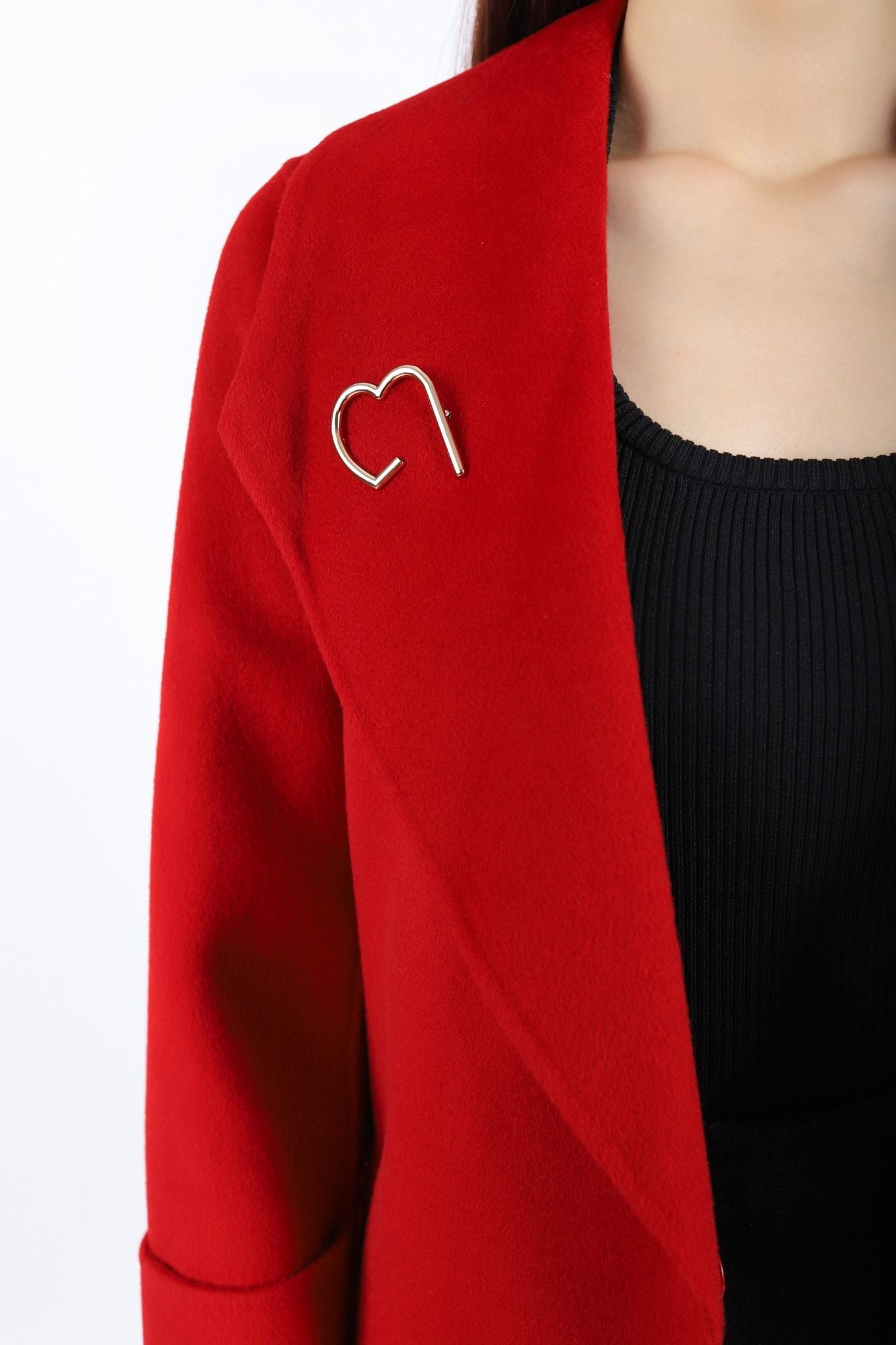 FMO247 - Áo mangto dạ lông cừu cao cấp dáng suông cổ bẻ ve to phối cài áo trang trí kèm đai tạo kiểu - PANTIO