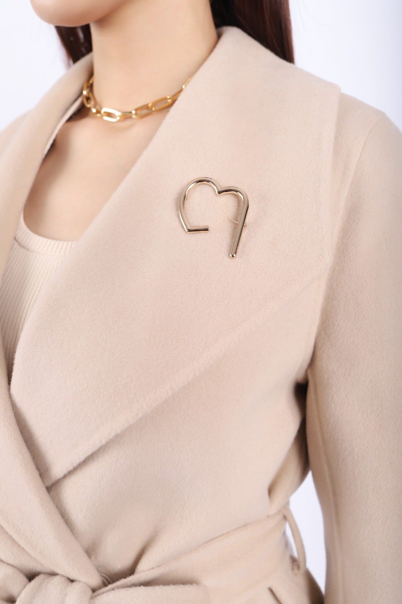 FMO247 - Áo mangto dạ lông cừu cao cấp dáng suông cổ bẻ ve to phối cài áo trang trí kèm đai tạo kiểu - PANTIO