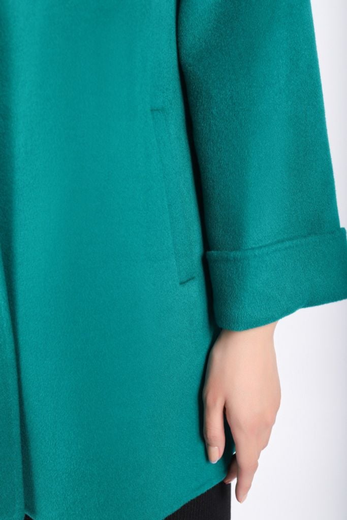 FMO248 - Áo mangto dạ lông cừu cao cấp dáng suông cổ bẻ ve to phối dây nơ tạo kiểu - PANTIO