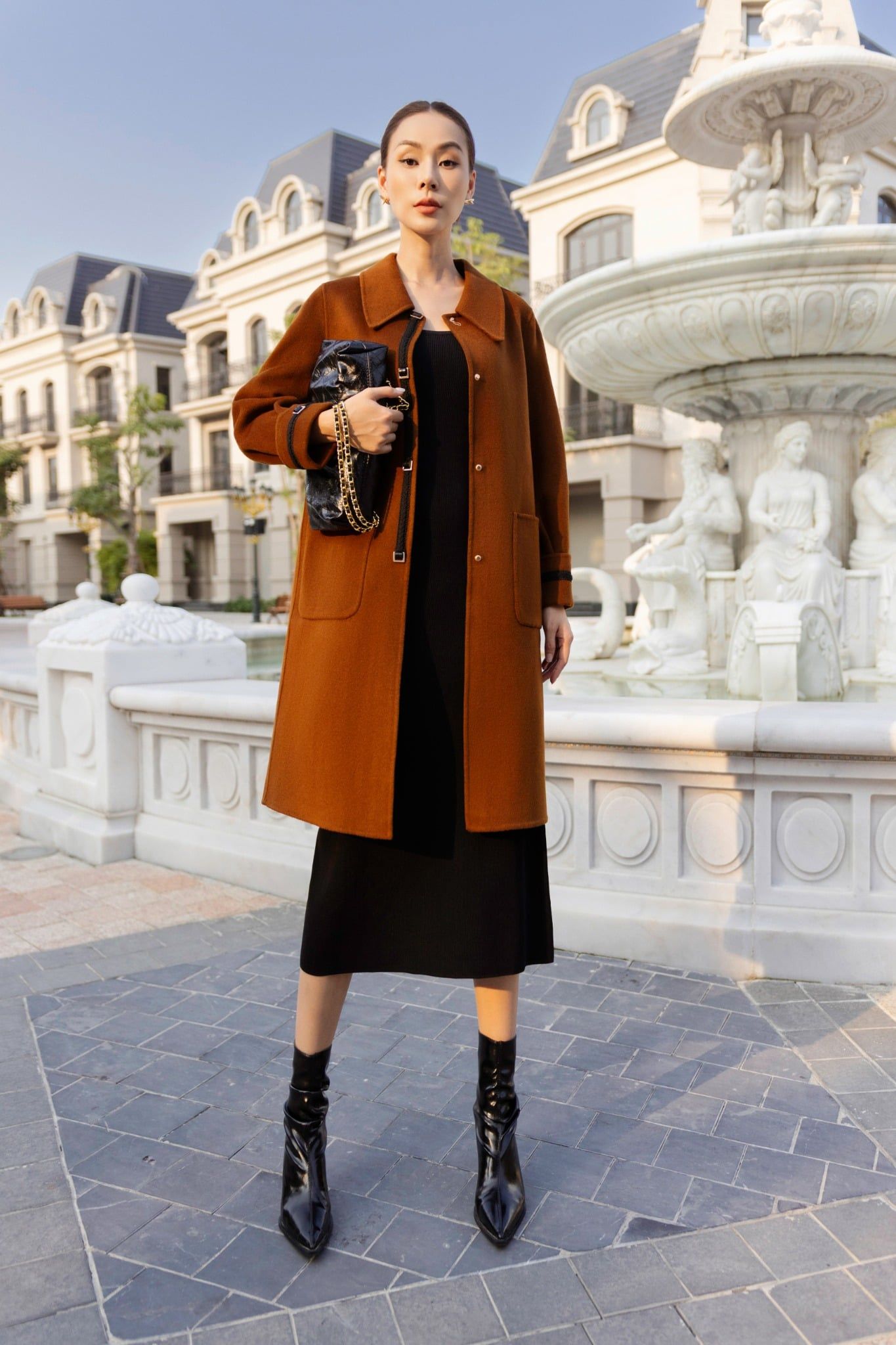 FDO376 - Đầm len cao cấp dáng ôm body hai dây dài qua gối không kèm phụ kiện - PANTIO