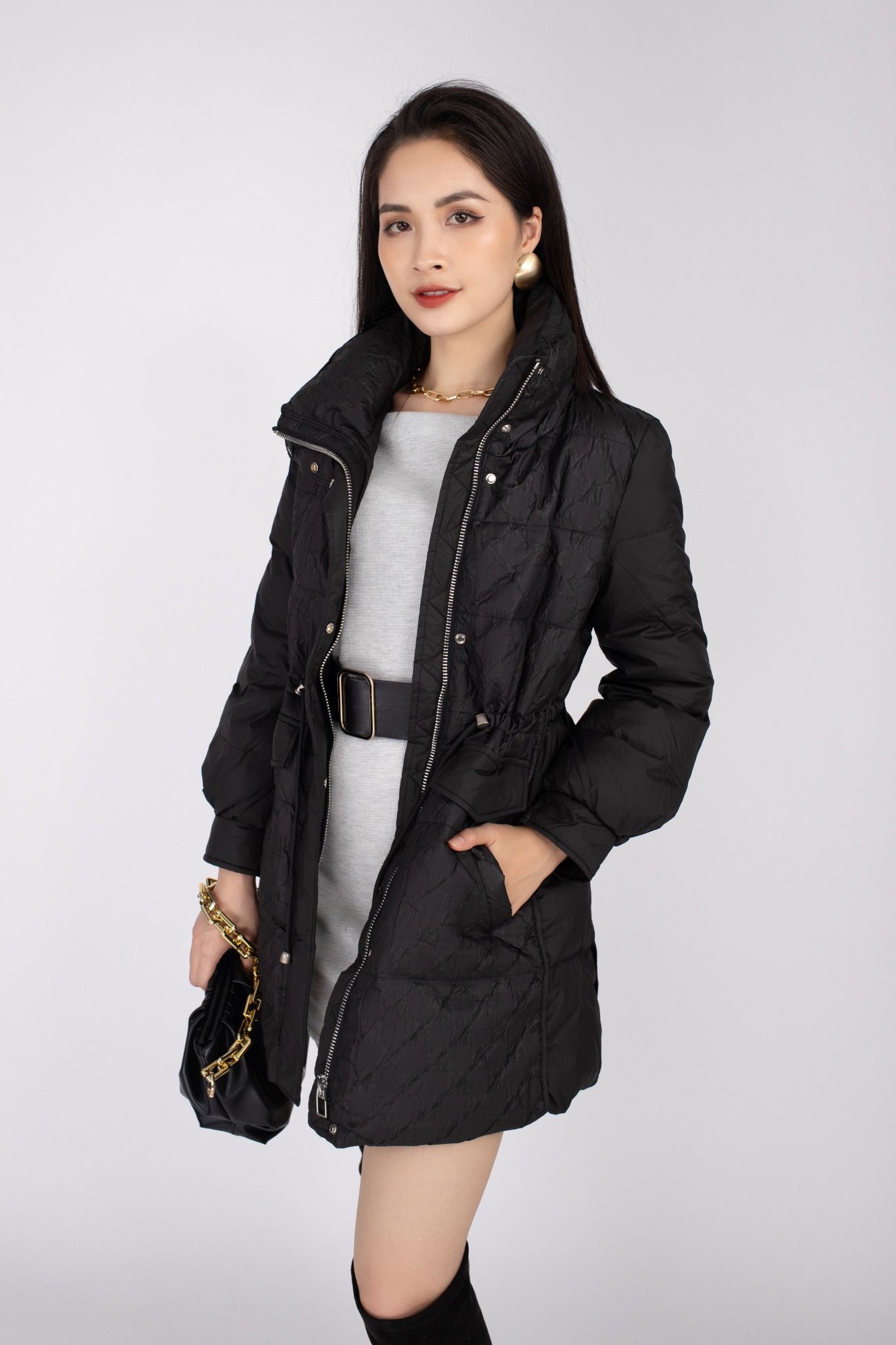 Áo khoác lông vũ cao cấp dáng lửng, có mũ FMV005 - PANTIO