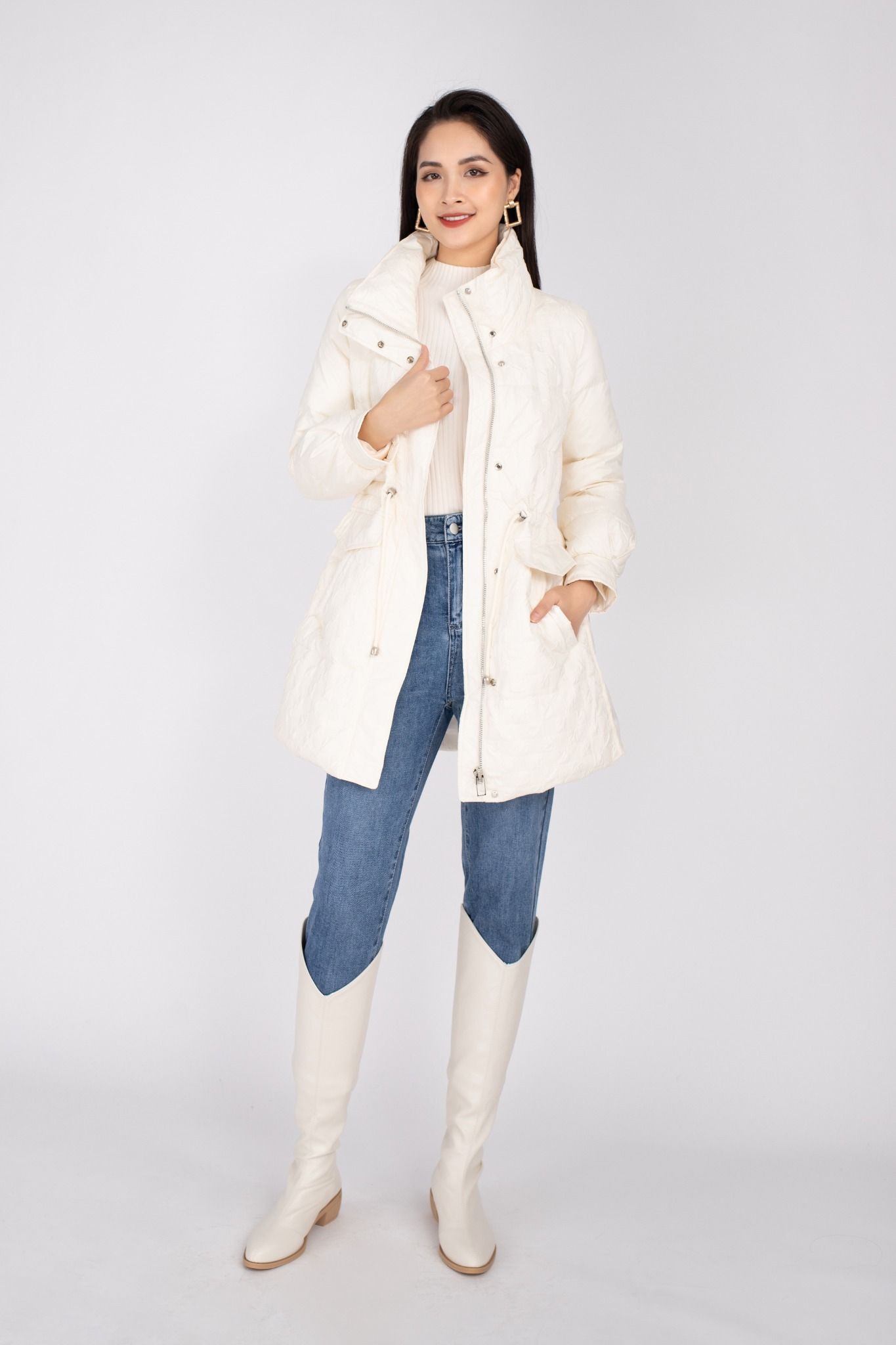 Áo khoác lông vũ cao cấp dáng lửng, có mũ FMV005 - PANTIO