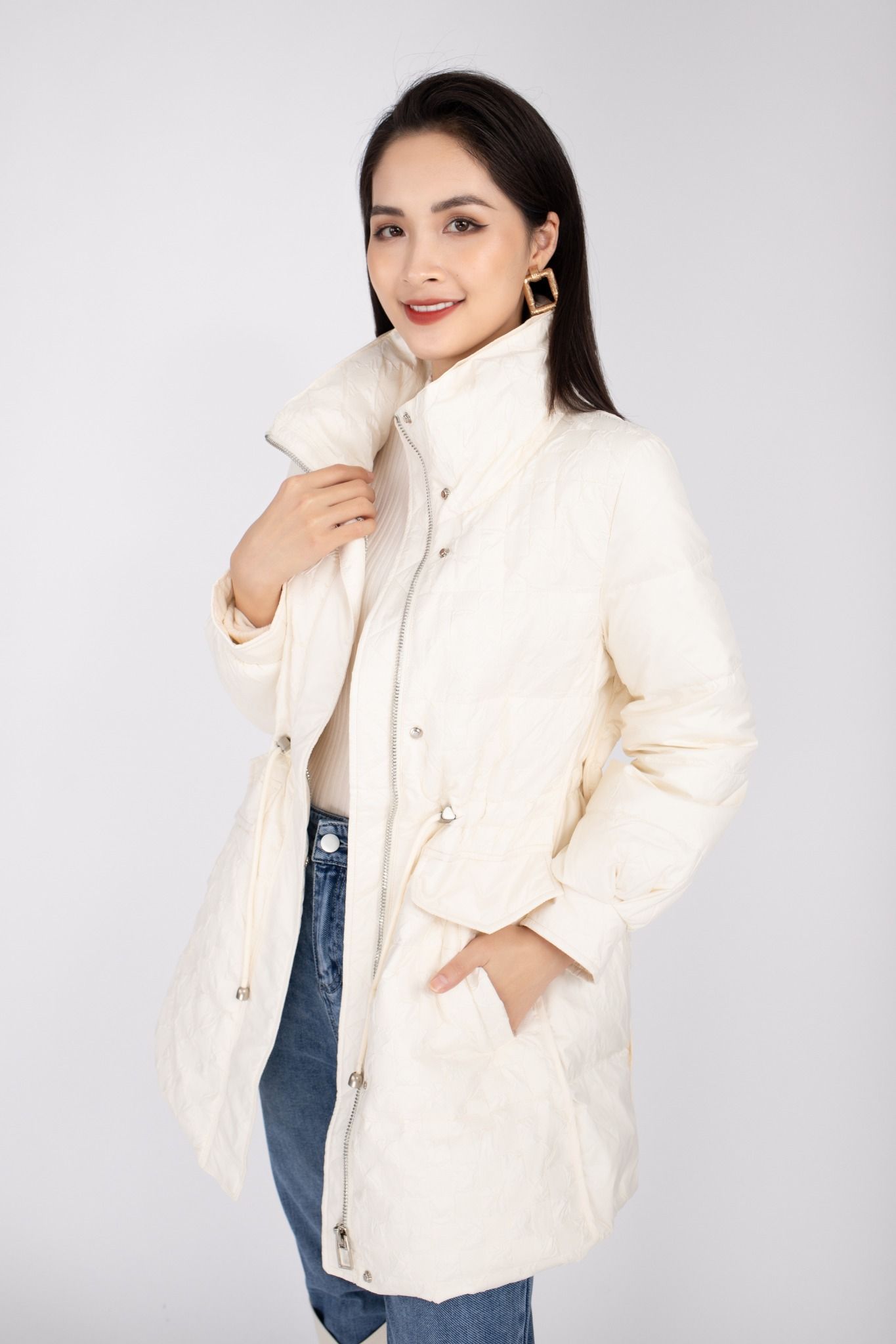 Áo khoác lông vũ cao cấp dáng lửng, có mũ FMV005 - PANTIO