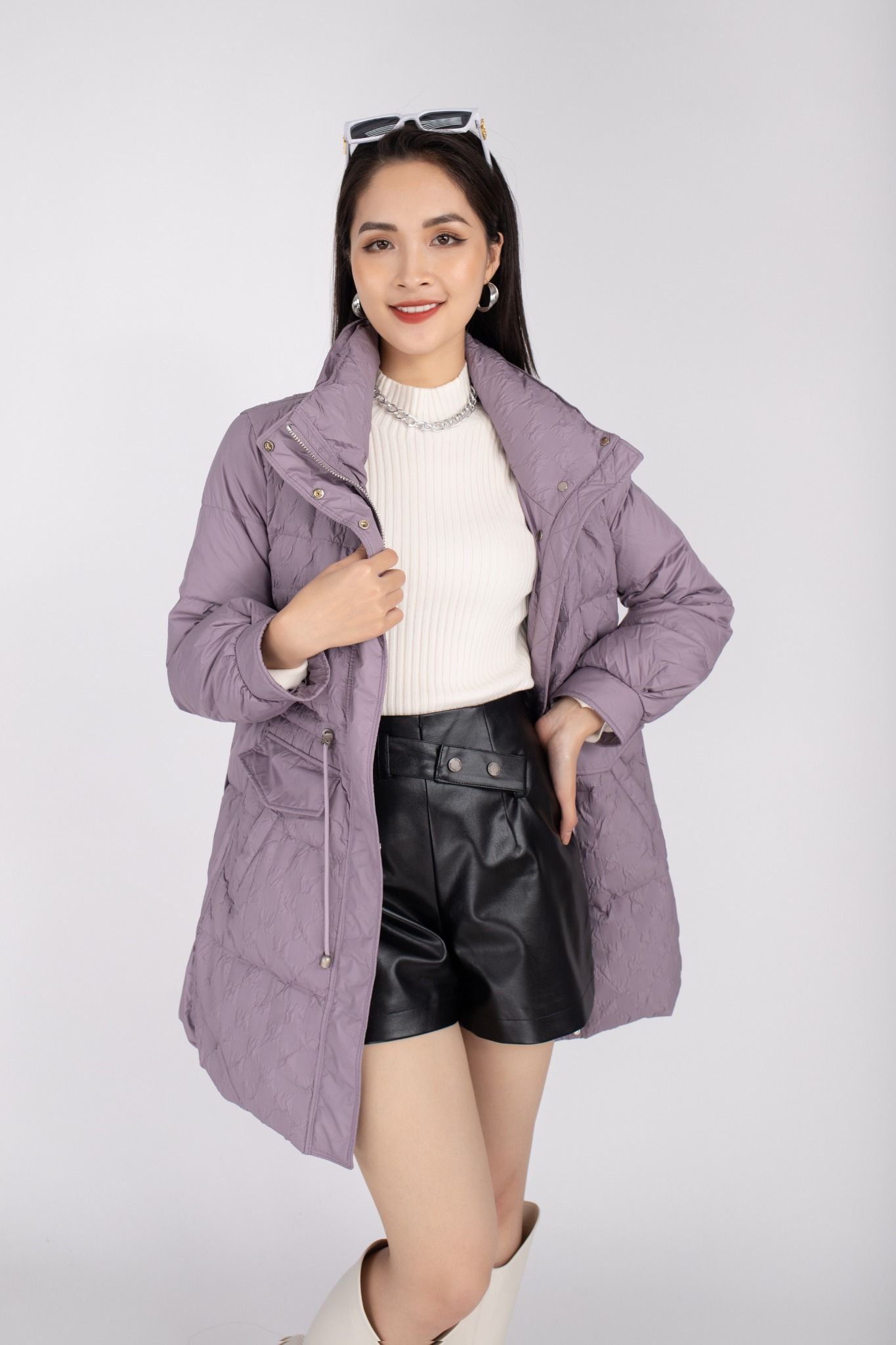 Áo khoác lông vũ cao cấp dáng lửng, có mũ FMV005 - PANTIO