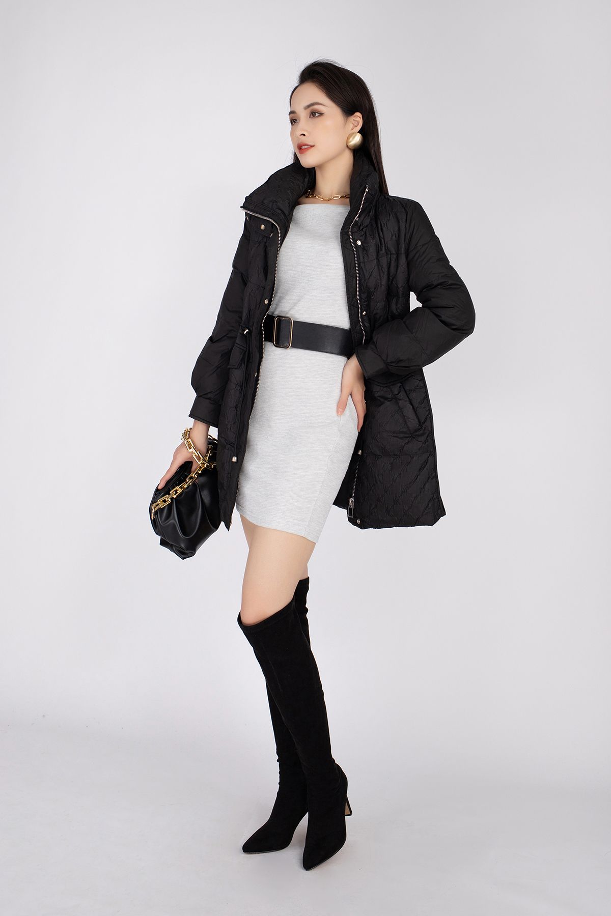 Áo khoác lông vũ cao cấp dáng lửng, có mũ FMV005 - PANTIO