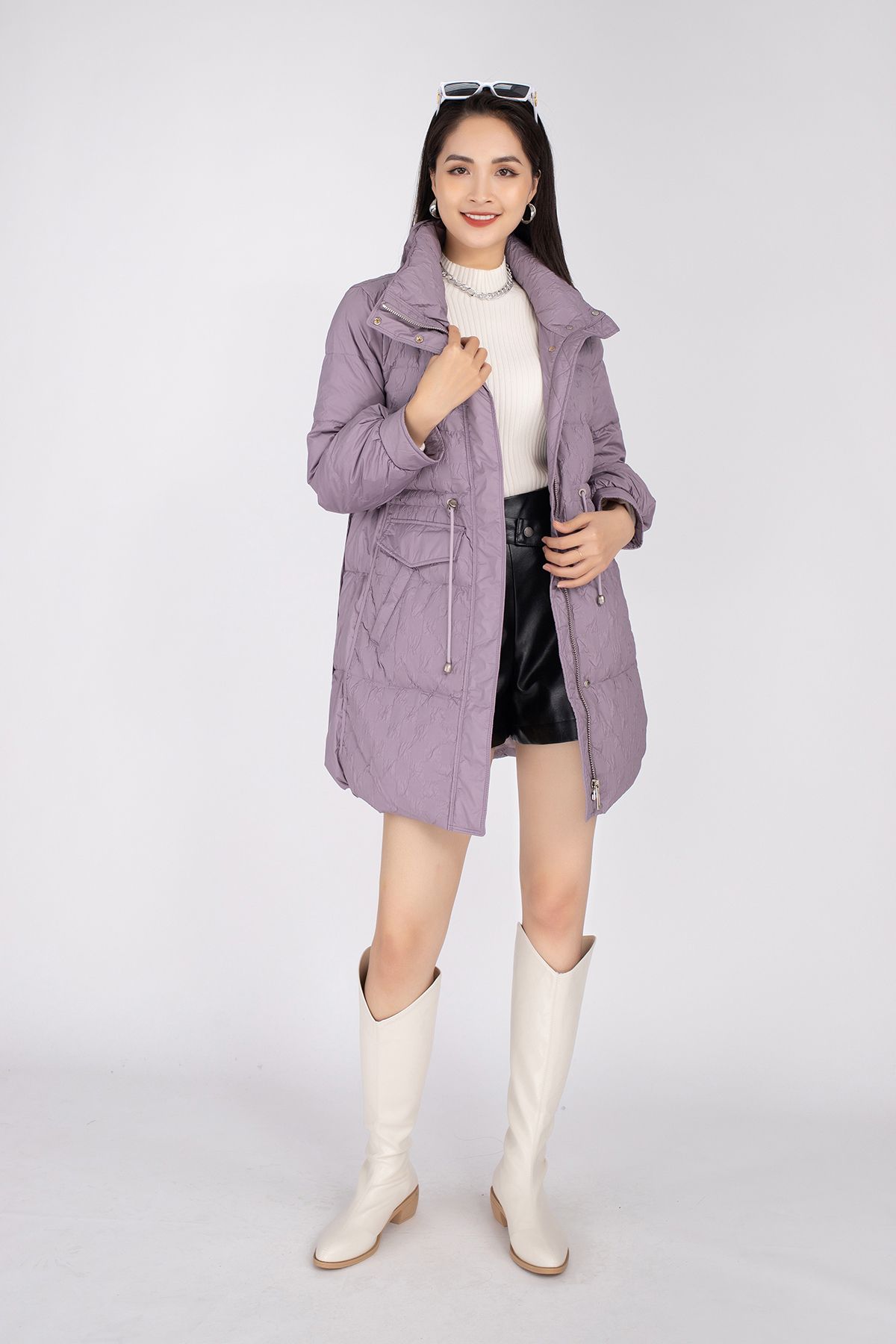 Áo khoác lông vũ cao cấp dáng lửng, có mũ FMV005 - PANTIO