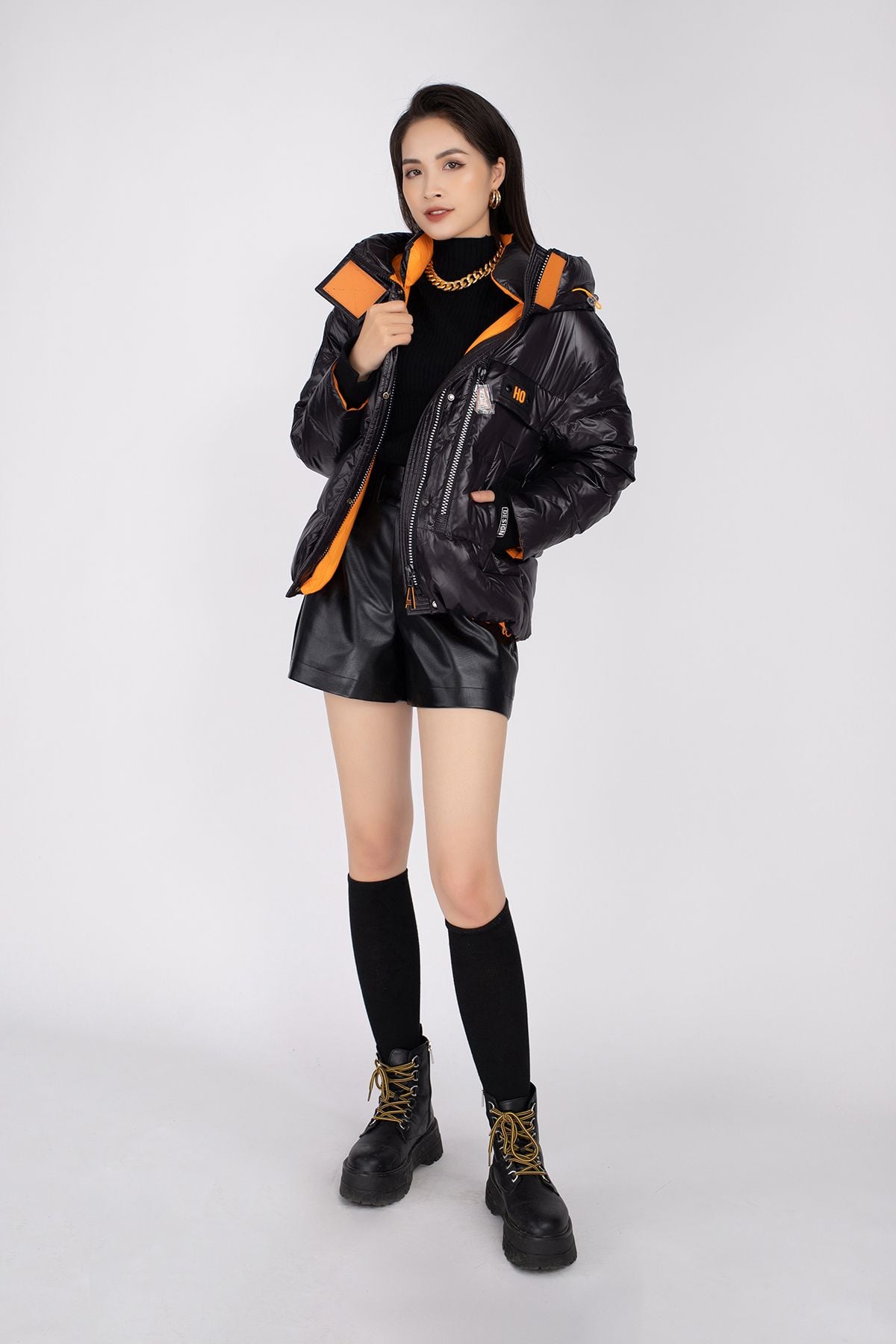 Áo khoác lông vũ cao cấp phối khóa, có mũ FMO006 - PANTIO