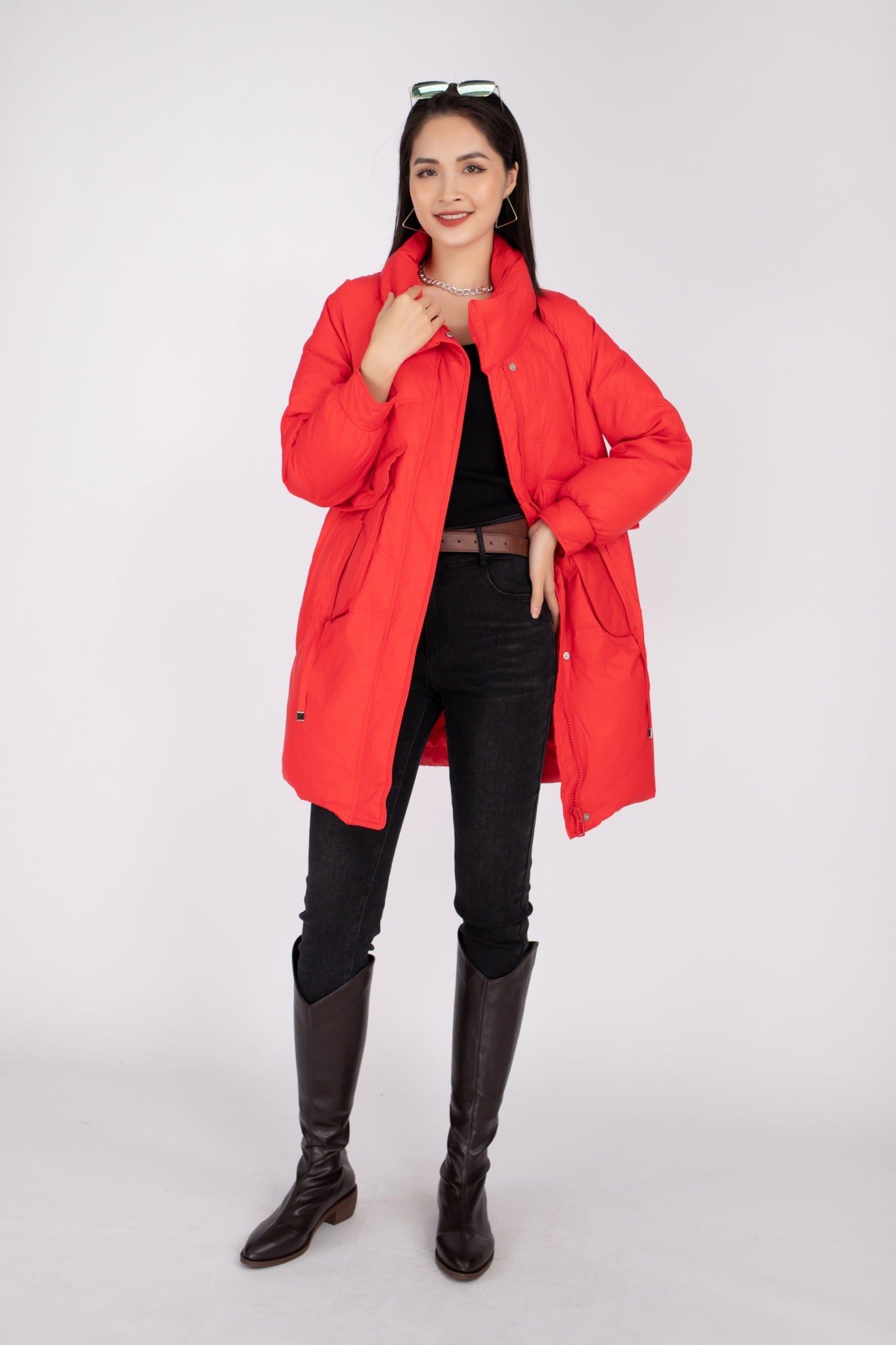 Áo khoác lông vũ cao cấp dáng lửng, cao cổ có túi FMV009 - PANTIO