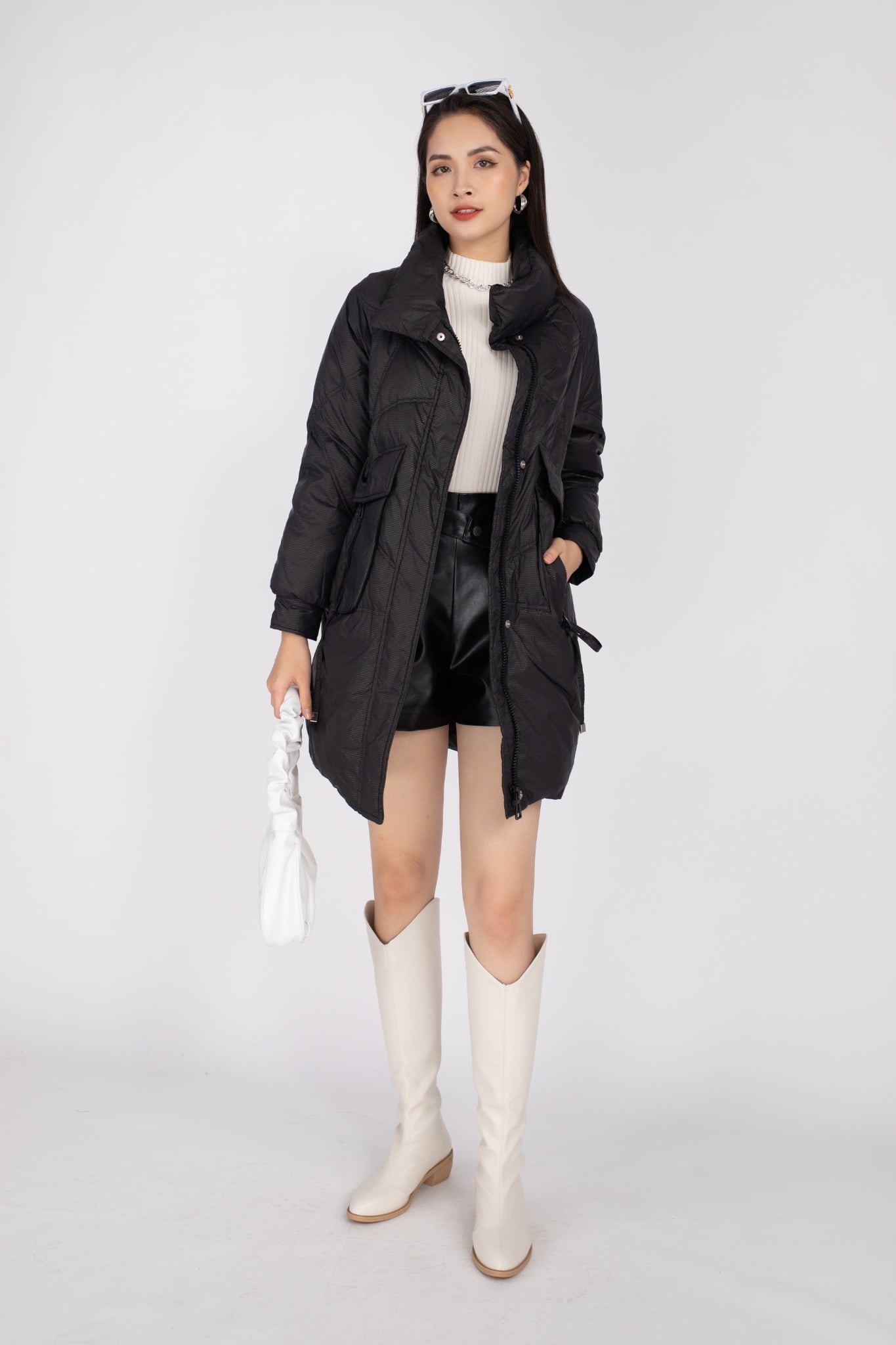 Áo khoác lông vũ cao cấp dáng lửng, cao cổ có túi FMV009 - PANTIO