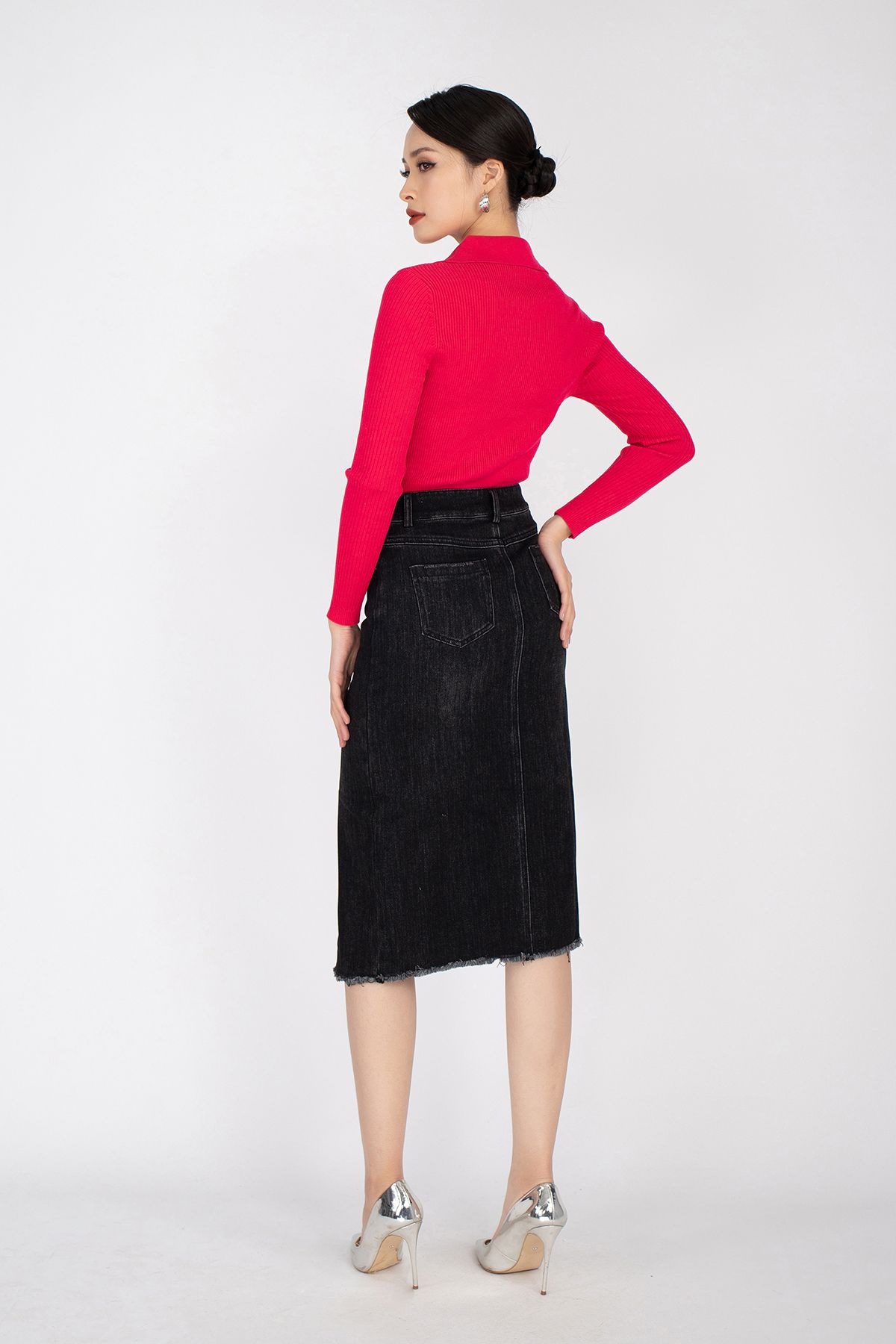 Áo len dáng ôm cổ đức dài tay FOL211 - PANTIO