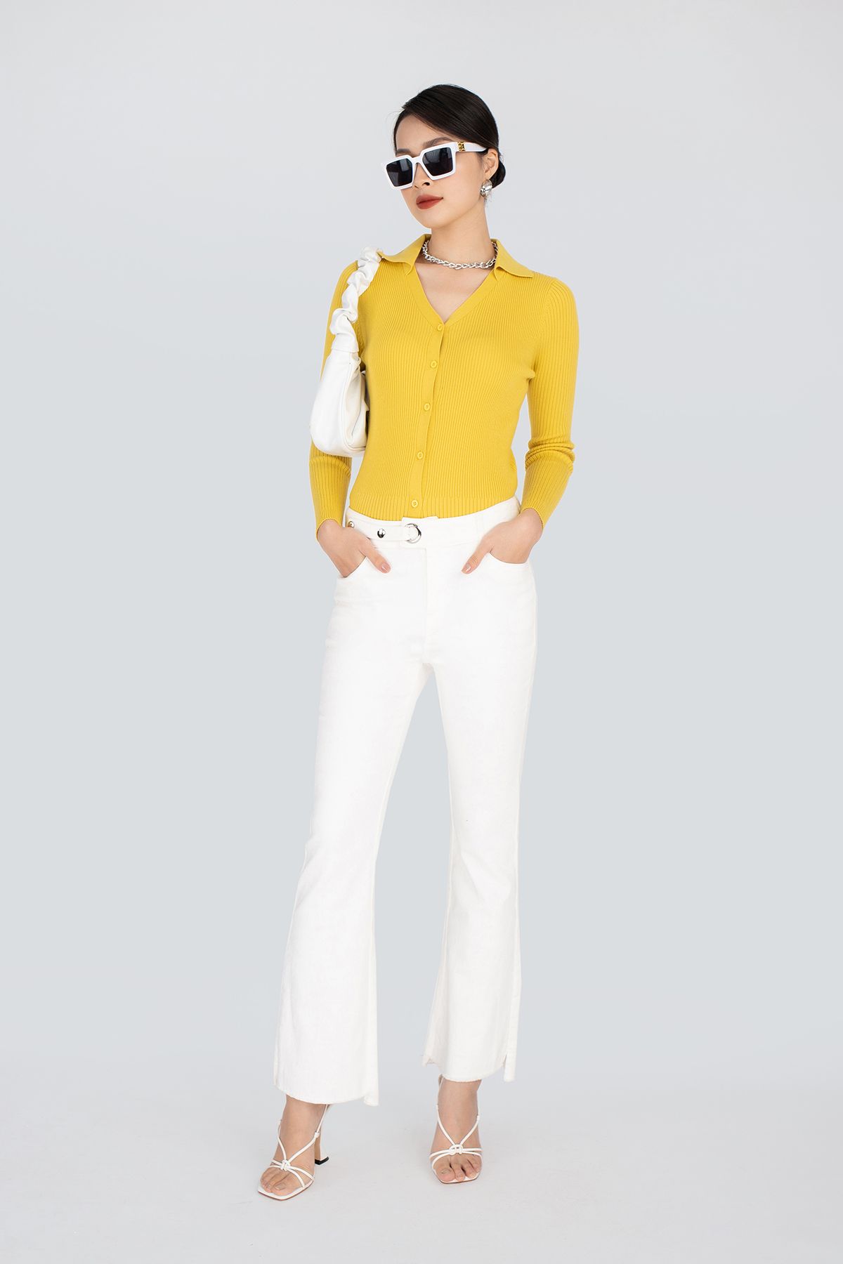 Áo len dáng ôm cổ đức dài tay FOL211 - PANTIO