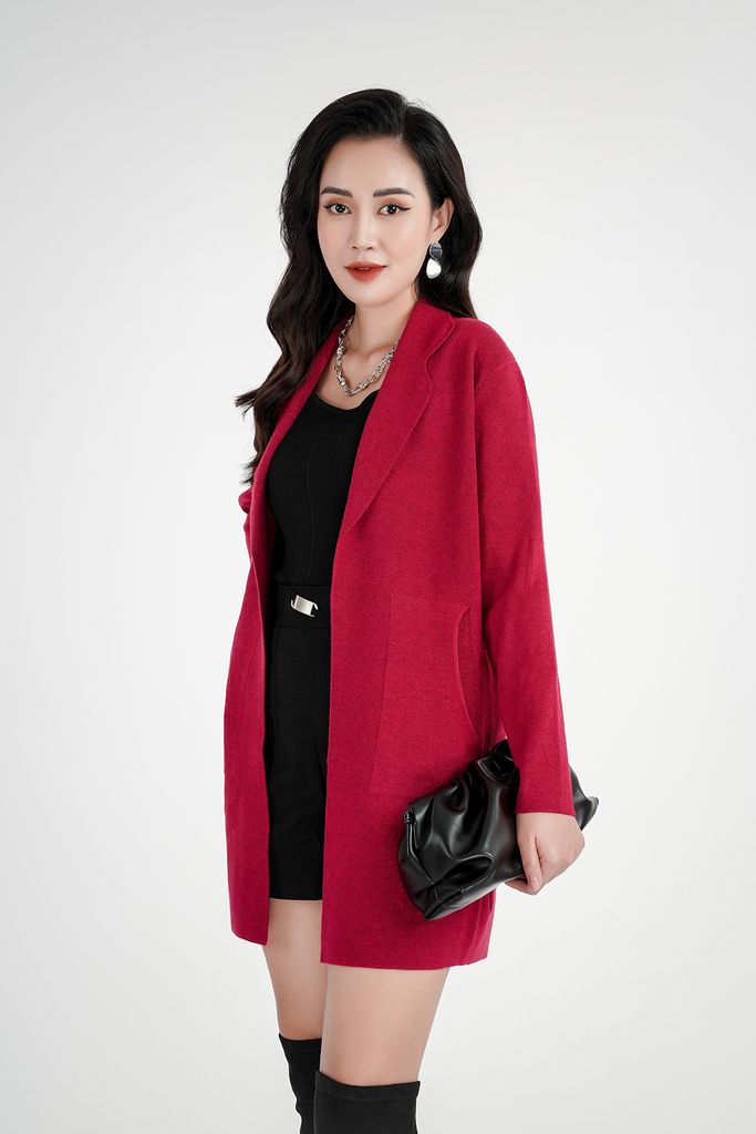 Áo khoác len Cardigan cổ vest dáng dài FOL221 - PANTIO