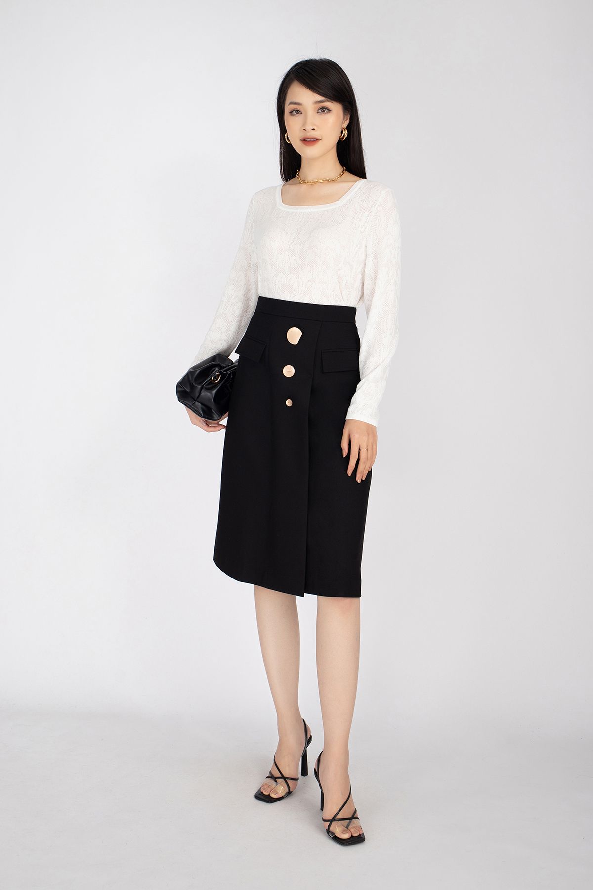 FOL240 - Áo len cổ vuông dài tay - PANTIO