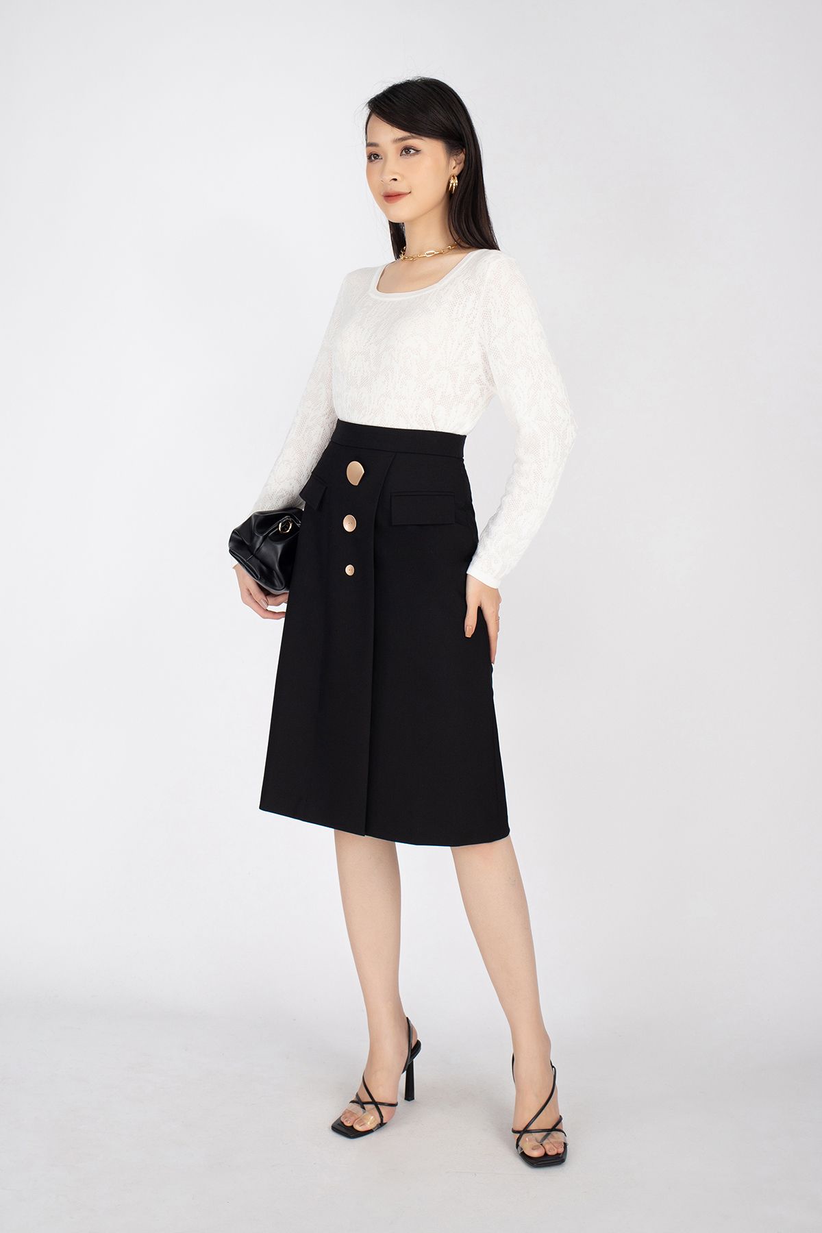 FOL240 - Áo len cổ vuông dài tay - PANTIO