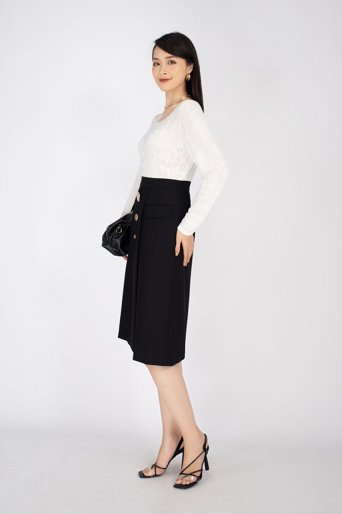 FOL240 - Áo len cổ vuông dài tay - PANTIO