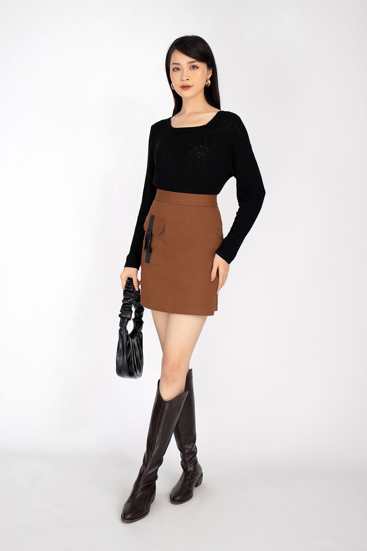 FOL240 - Áo len cổ vuông dài tay - PANTIO