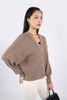 FOL255 - Áo len cardigan dáng rộng tay cánh rơi cài cúc thân sau phối mũ - PANTIO