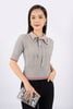 FOL260 - Áo len cao cấp dáng ôm cổ đức buộc nơ cạp bo chun đính khuy hai bên sườn - PANTIO
