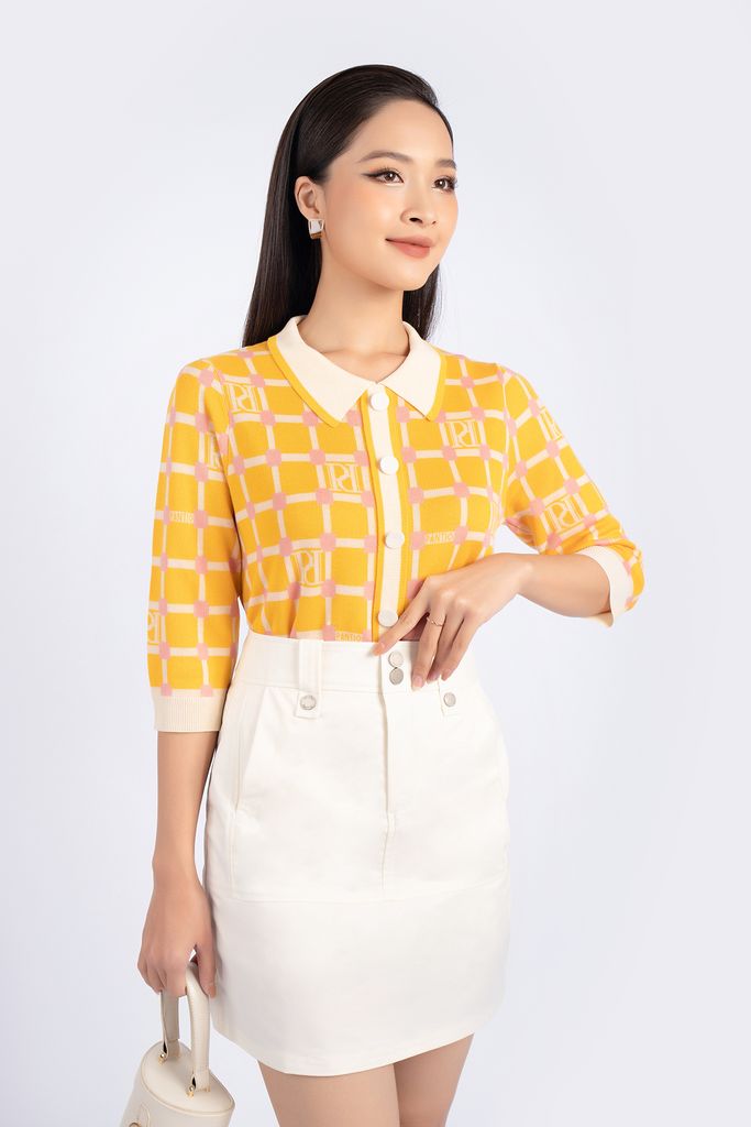 FOL262 - Áo len cao cấp dáng ôm cổ đức cách điệu pha màu nổi bật - PANTIO