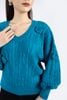 FOL269 - Áo len cao cấp dáng suông cổ V tay cánh rơi phối hoa đính trang trí - PANTIO