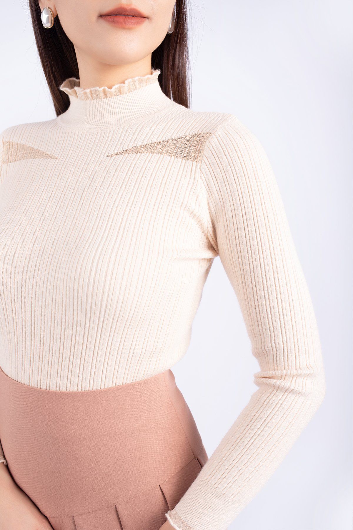 FJN7648 - Chân váy dạo phố vải thô dáng Xoè cạp liền xếp ly bản to tạo kiểu - PANTIO