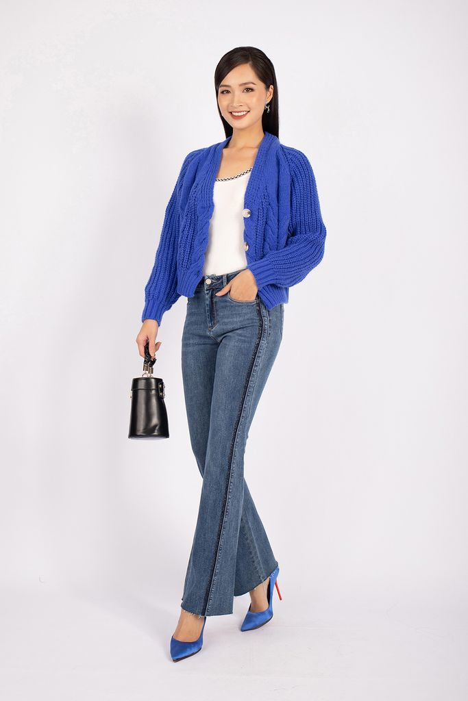 FOL305 - Áo len cardigan dạo phố dáng ôm nhẹ cài cúc đính khuy nổi bật - PANTIO