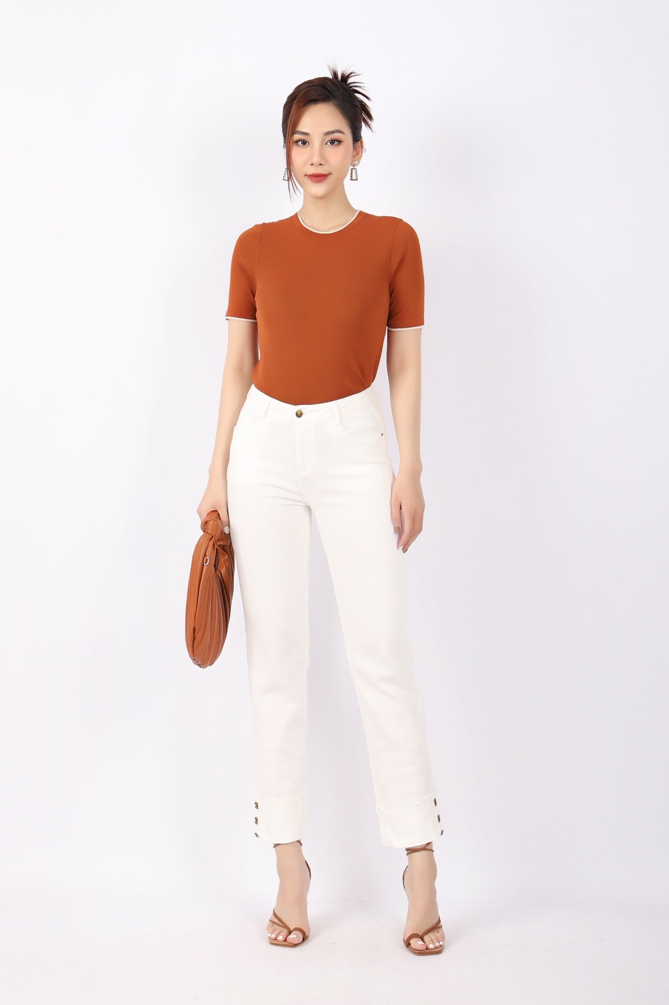 FOL340 - Áo len cao cấp dáng suông nhẹ gấu bo chun cổ tròn phối màu tạo kiểu - PANTIO