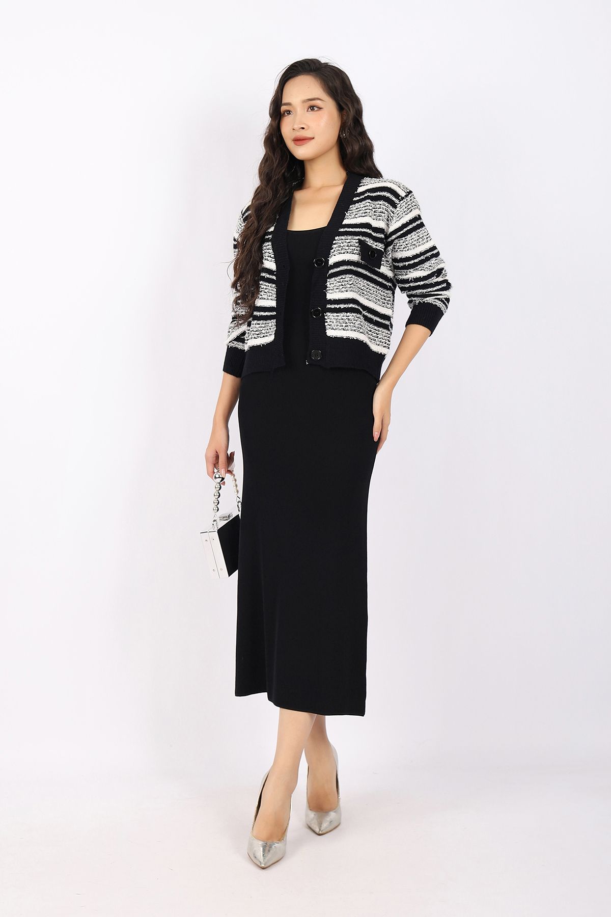 FDO376 - Đầm len cao cấp dáng ôm body hai dây dài qua gối không kèm phụ kiện - PANTIO