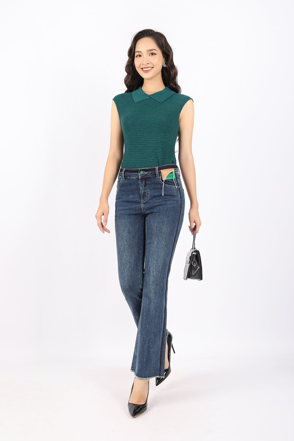 FOL365 - Áo len cao cấp dáng ôm cổ bẻ vai chờm - PANTIO